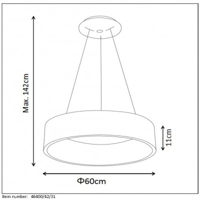 TALOWE LED - Lampa wisząca - Ø 60 cm - LED Dim. - 1x39W 3000K - Black 46400/42/30 Lucide